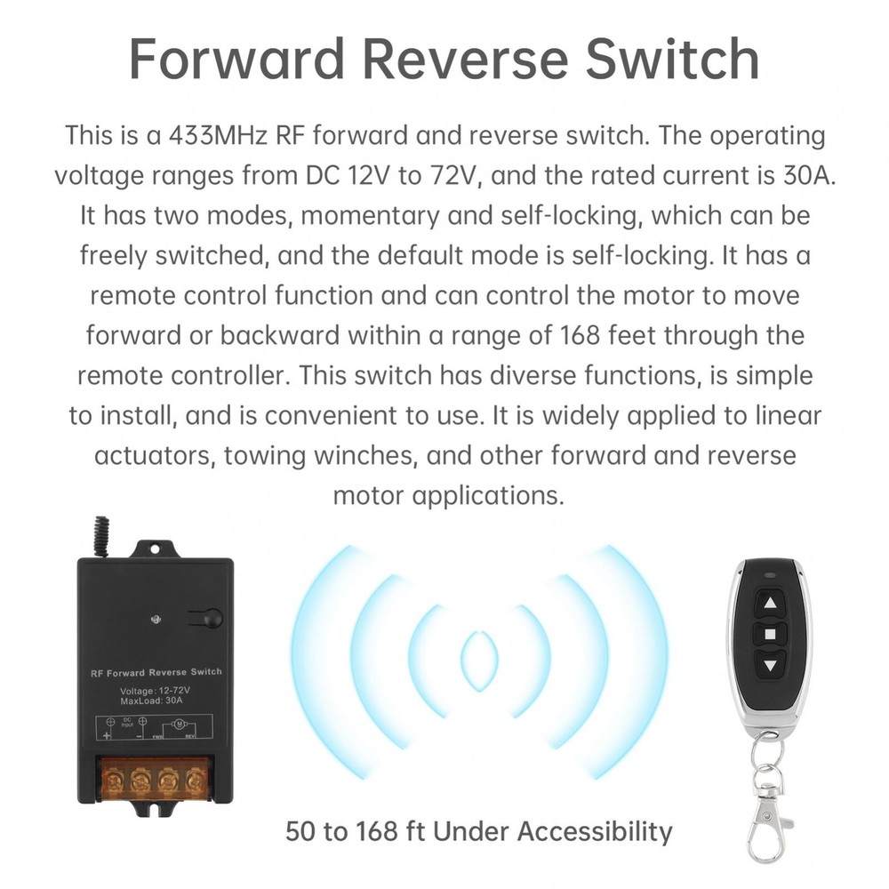 Forward Reverse Switch with Remote 30A for Motor Linear Actuator Controller
