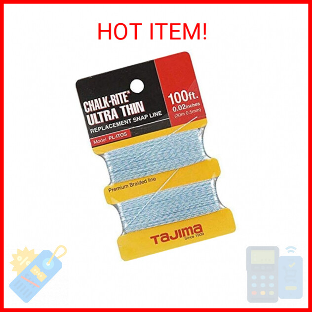 TAJIMA Replacement Snap-Line - 0.5 mm x 100 ft Chalk-Rite Braided String for Ult