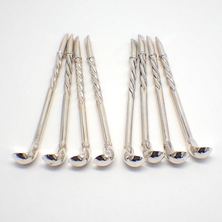 Mate Tea Straws Set of 8 800 Silver