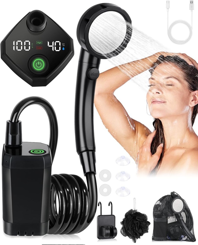 Camping Shower USB Portable Rechargeable Electric Shower Pump for Hiking Outdoor