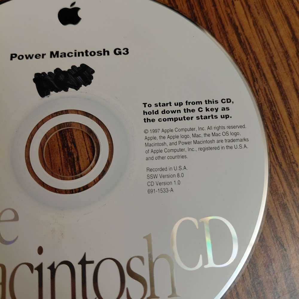 Apple Power Macintosh G3 Version 8.0 Software Install CD 691-1533-A