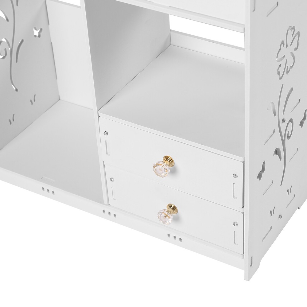 Wall Mounted Bathroom Cabinet Storage 2 Drawers Cupboard Organizer White
