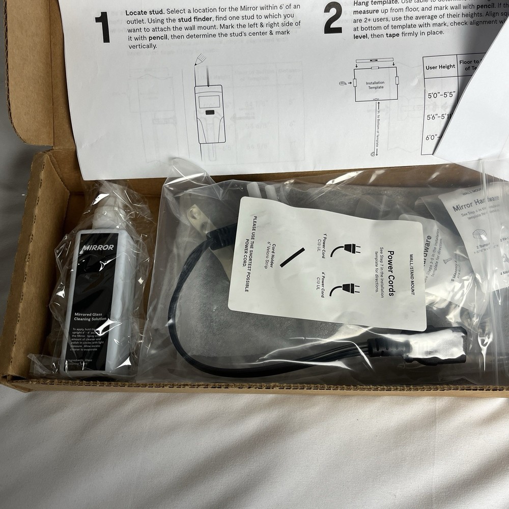 New Lululemon Mirror Wall Mount Kit And Hardware Open Box