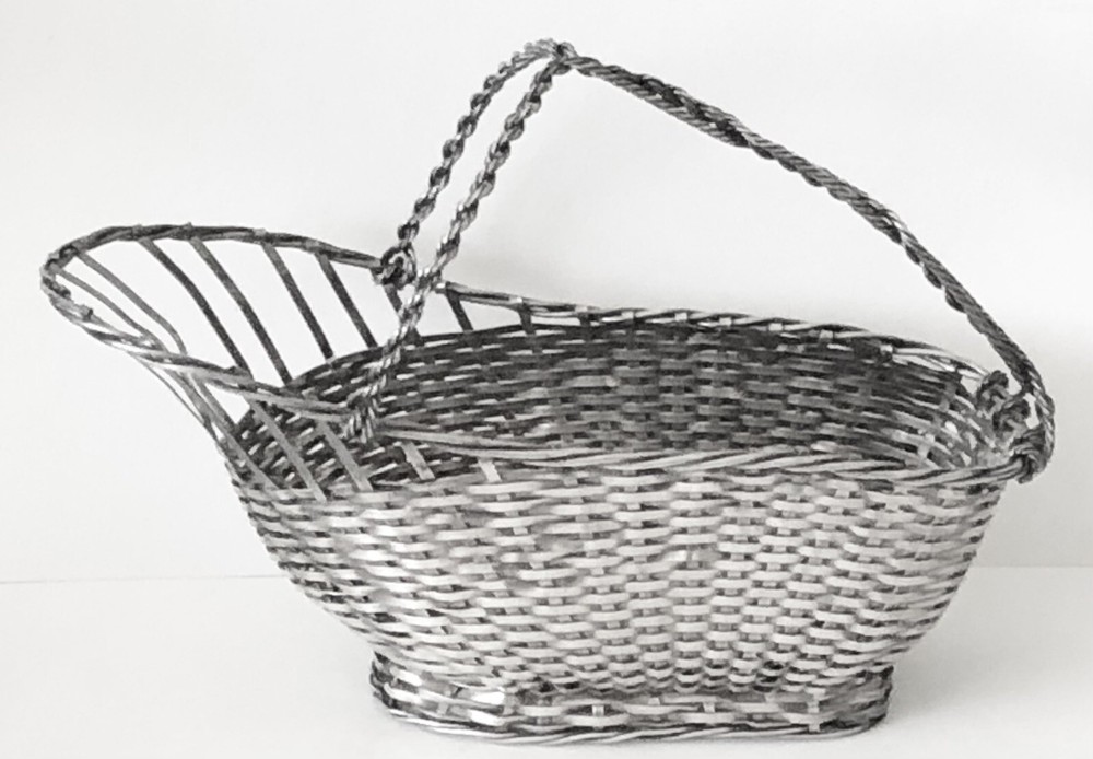 VTG ELEGANT SILVER MESH WEAVE TABLE WINE BOTTLE CADDY HOLDER DINING ENTERTAINING