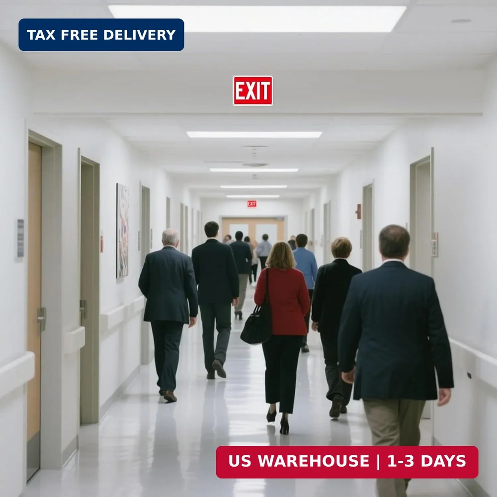 2 Pack Exit Signs, Aluminum Exit Sign with Red Background, Exit Sign for Door...