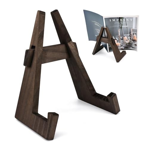 Rustic Adjustable Wooden Cookbook Stand for Kitchen Counter - Perfect