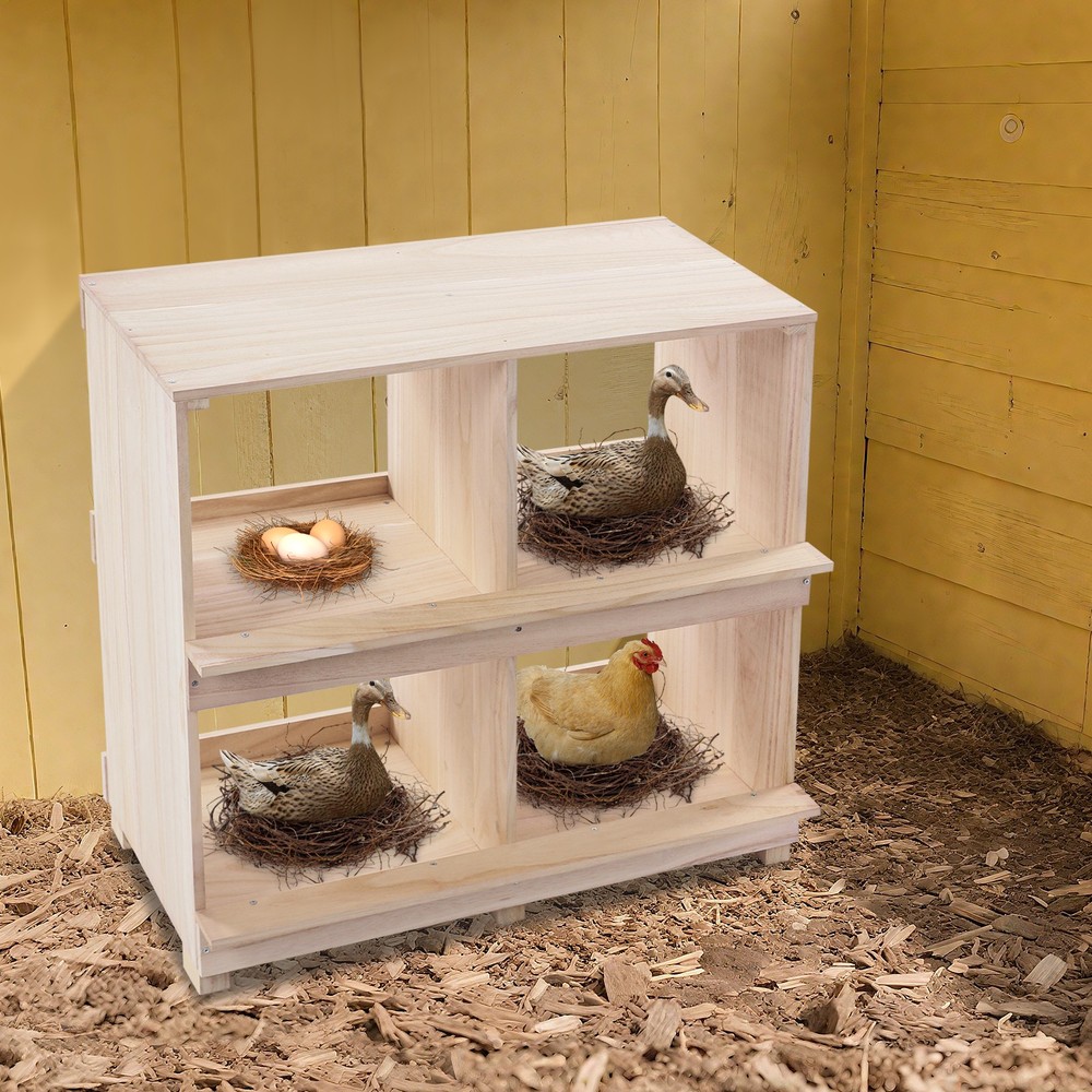hicken Laying Boxes, 4 Hole Nesting Box for Chickens, 4 Compartment Nesting Box