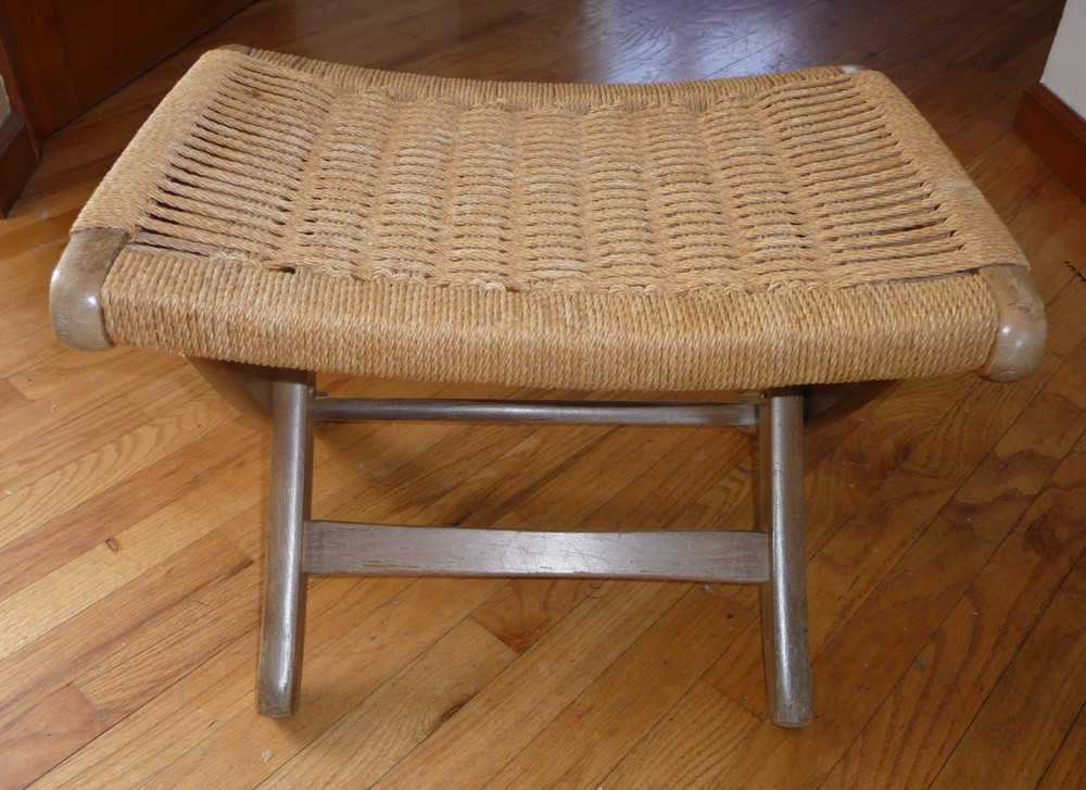 VINTAGE HANS WEGNER MCM DESIGN ROPE STOOL