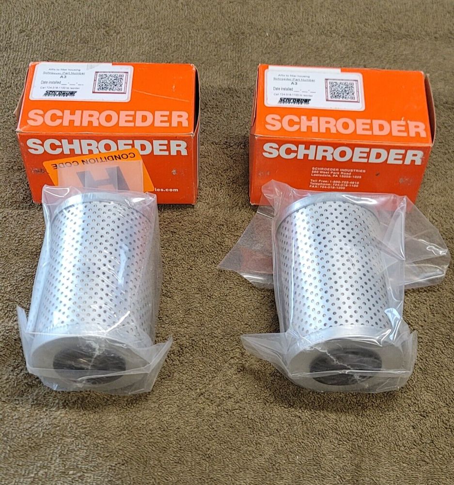 2 Schroeder Hydraulic Fluid Filter Element A3 A-3 NEW