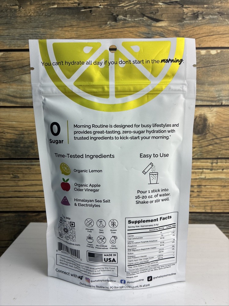 ROUTINE Morning Hydration | Organic Lemon Electrolyte Powder Packets 0 Sugar