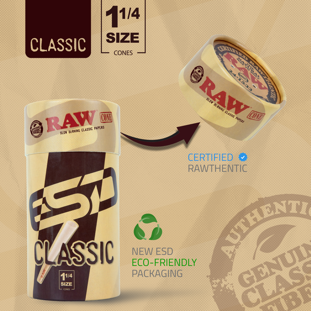 RAW Cones Classic 1 1/4 Pre- Rolled Cones | 150 Pack