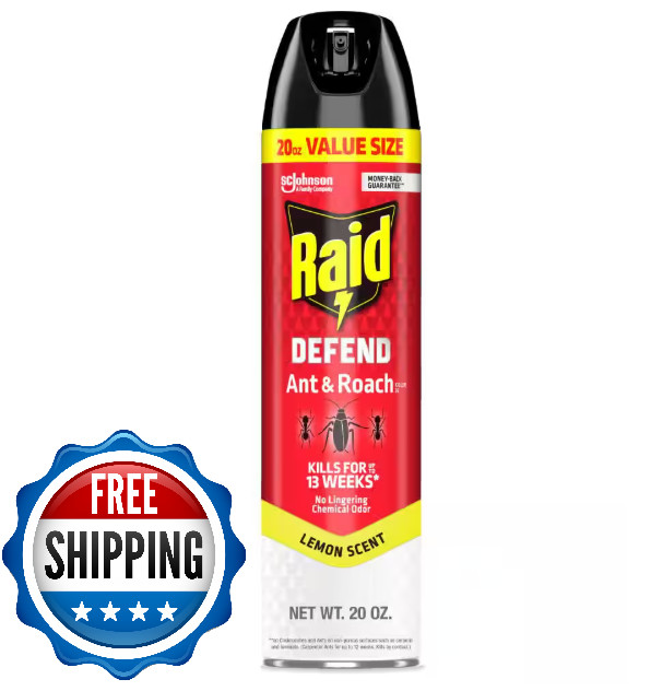Raid Defend Ant and Roach Insect Killer, Indoor Insecticide, Lemon Scent, 20 oz.