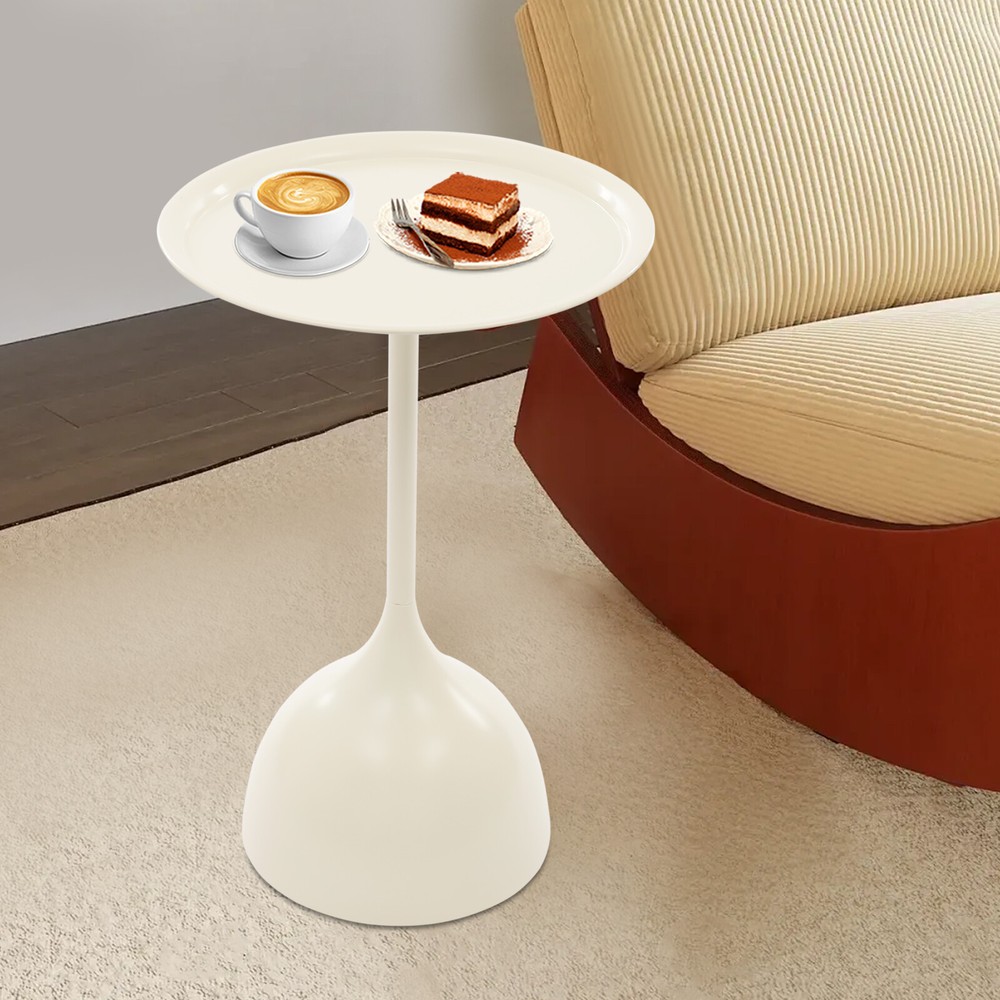 Modern Side End Table Round Side Table Freestanding Living Room Side Table White