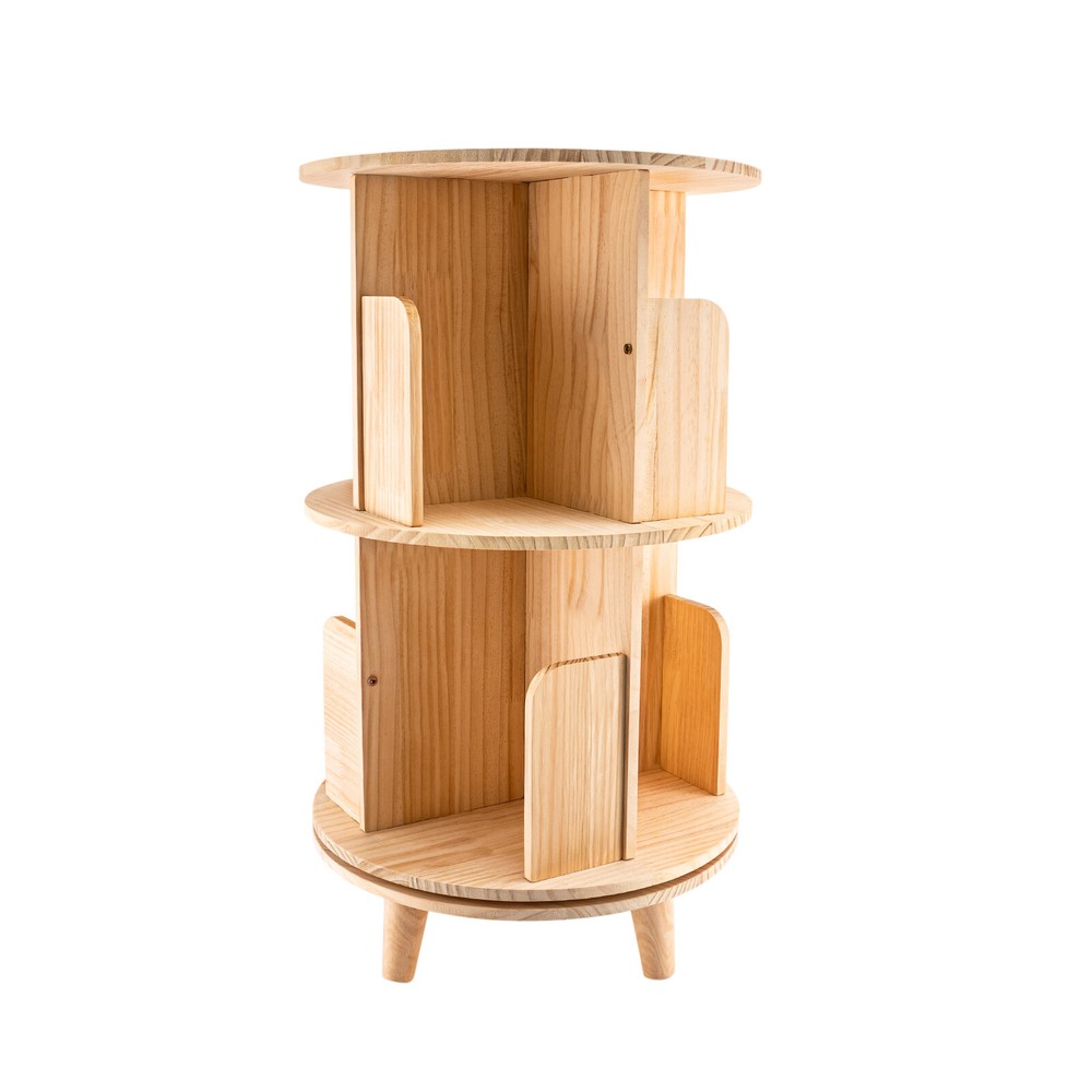 360 Rotating Bookshelf 2 Layer Display Rack Floor Standing BookcaseOrganizer