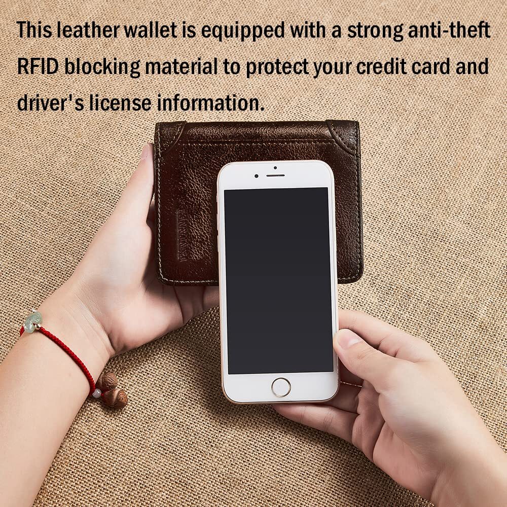 Trifold Wallet for Men RFID Blocking Leather WalletsLarge Capacity Wallet wit...