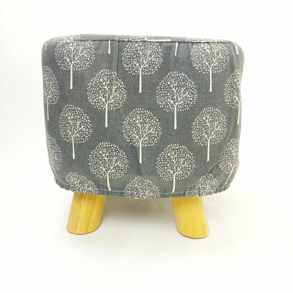 Footstool & Foldable Storage Bin Set Gray Square Stool Cushion Seat Gift