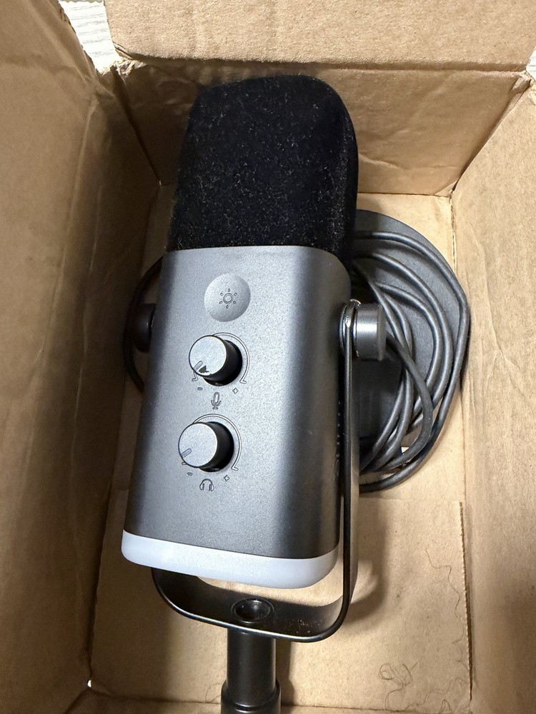 USB Freestanding Microphone Black with Mute Button & Adjustable Mount