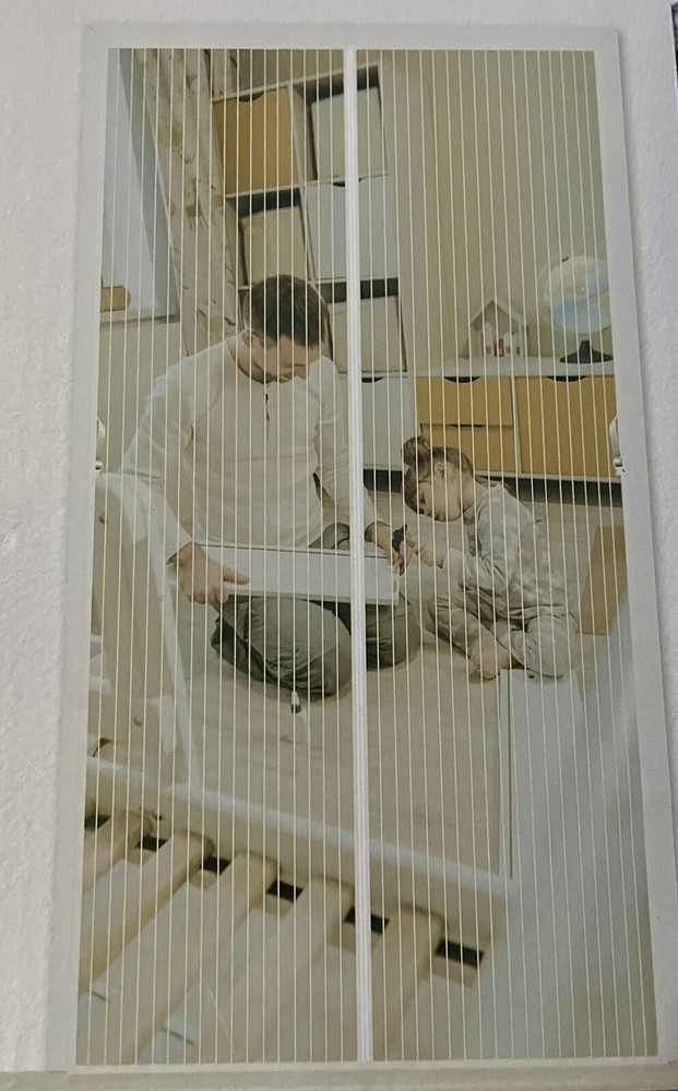 White Magnetic Mesh Screen Door, Safe For Pets
