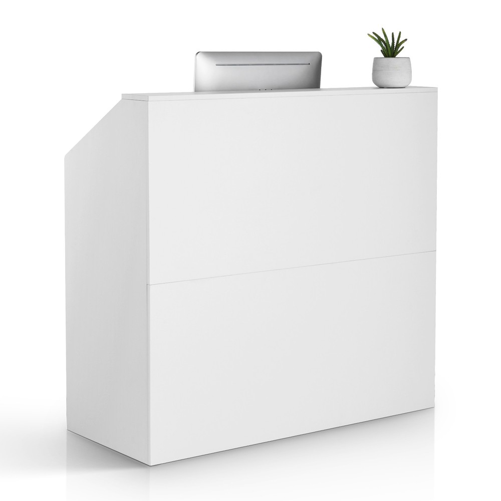 Uimoso Reception Desk Rectangular Front Counter Table 46.46in White Office Table