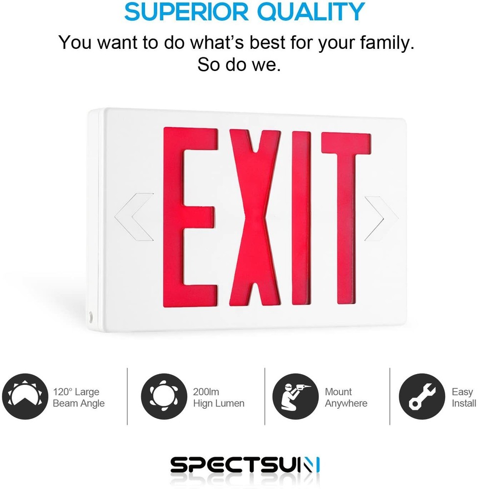 UL Listed -12 Packs Led Red&Green Exit Sign & Emergency Light Exit Sign Battery.