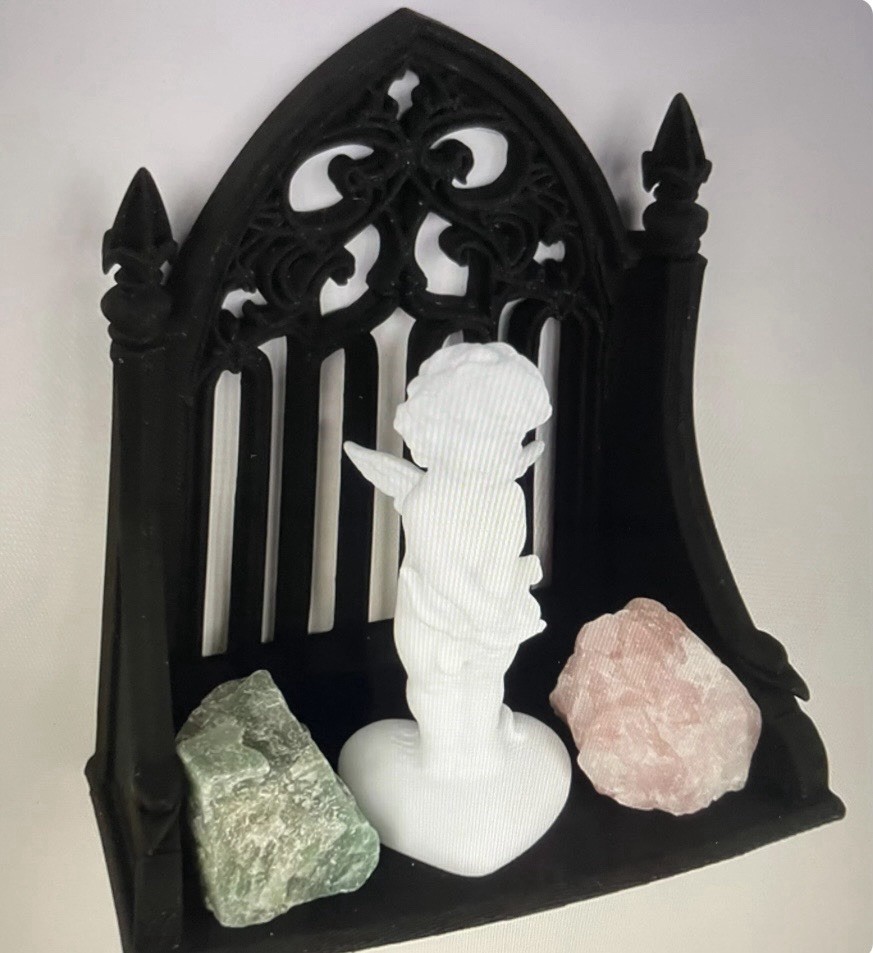 Gothic Black Wall Mounted Bracket Trinket Shelf, 3D Print, Plastic Composite