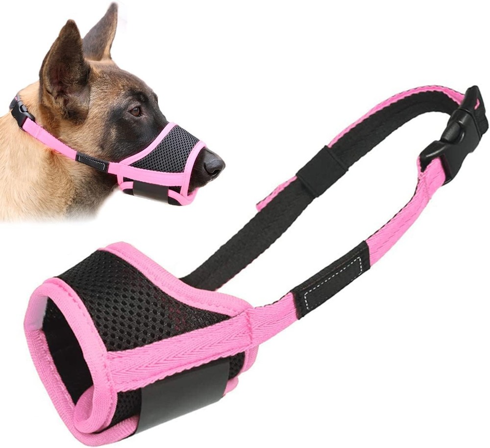 Dog Muzzle Anti Biting Barking & Chewing W/ Comfortable Mesh Soft Fabric &