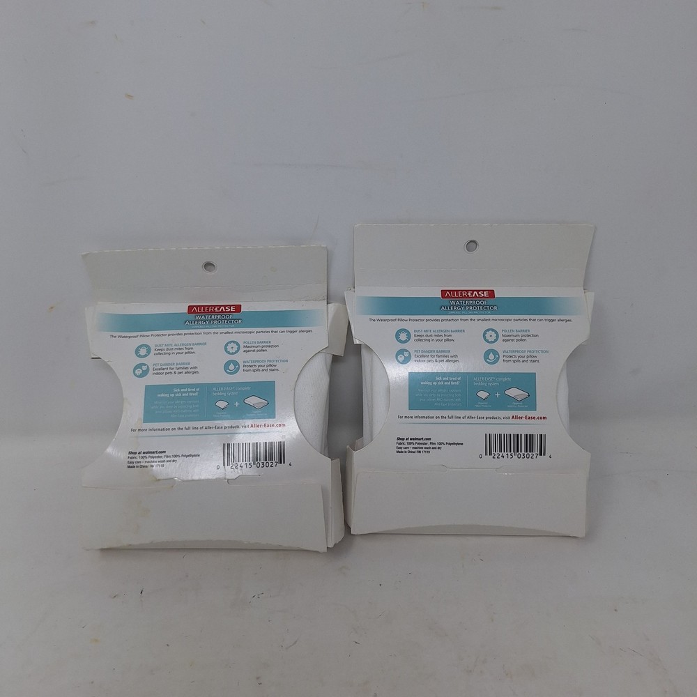 AllerEase Set Of 2 Waterproof Zippered Pillow Protector Dust Mite Allergy Spills
