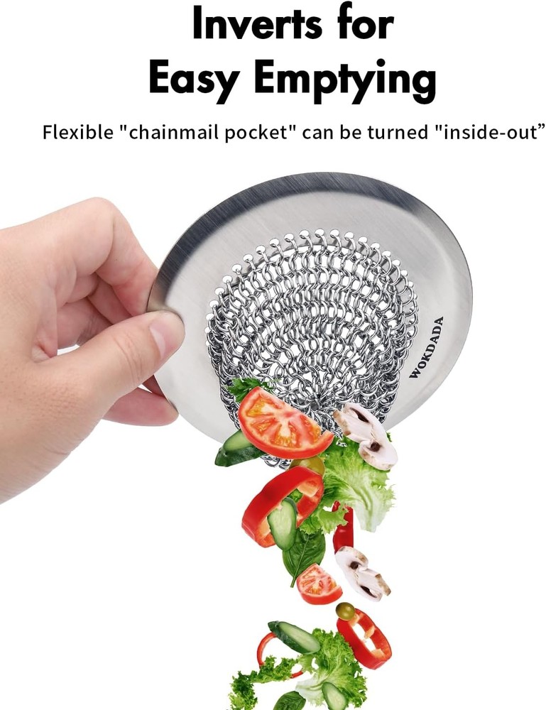 Kitchen sink drain filter with reversible chain mesh