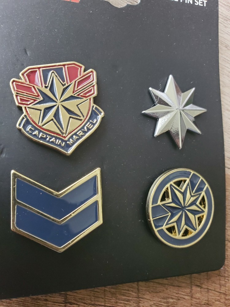Marvel Comics Captain Marvel Lapel Pin Set of 4 Bioworld MOC