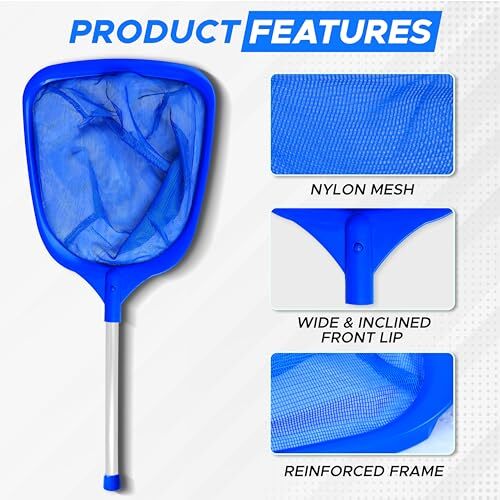 Skimmer Net with Pole | Efficient Pool Cleaning Solution Debris Removal |