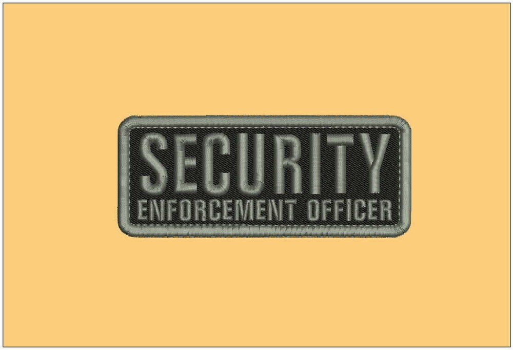 SECURITY E OFFICER EMB PATCH 5X2 HOOK ON BACK  BLACK/GRAY