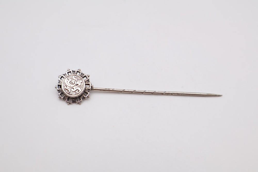 Antique Victorian Sterling Silver Mounted Stick Pin