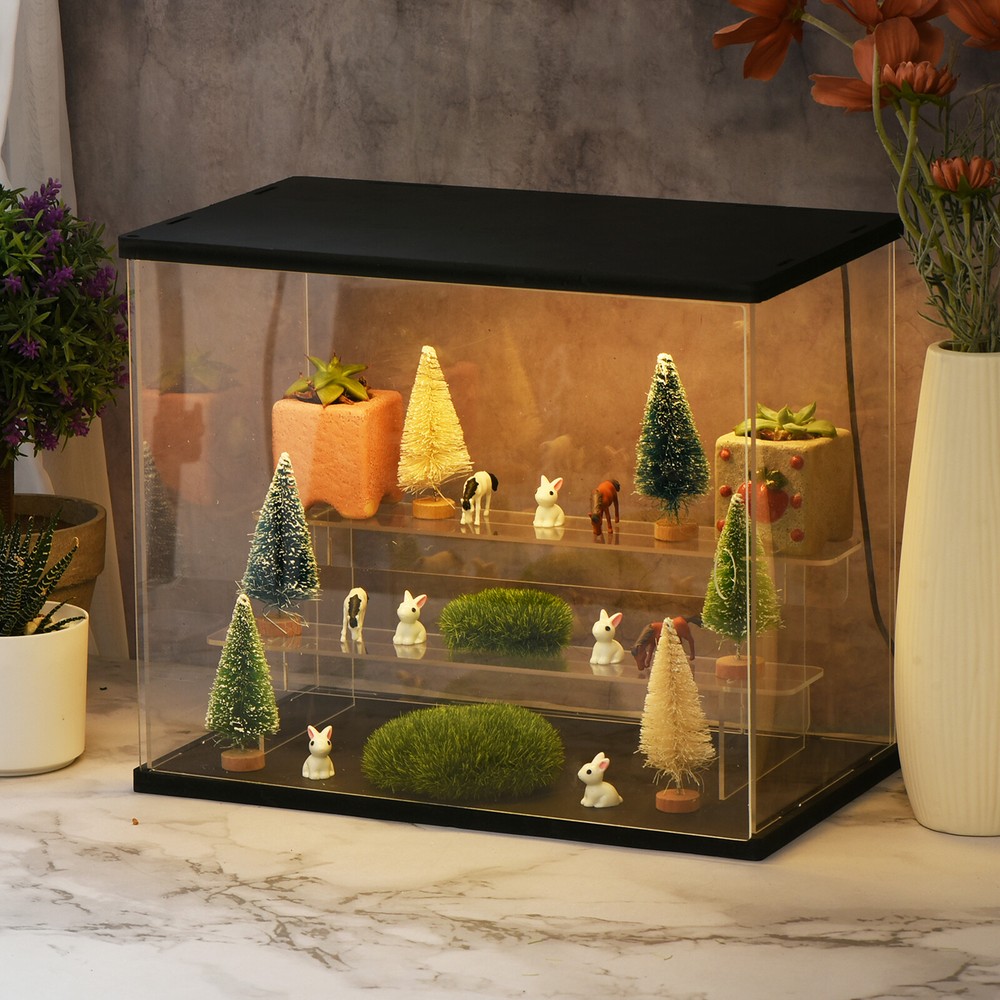3 Tier Acrylic Display Case Transparent Dustproof Showcase Display Boxes