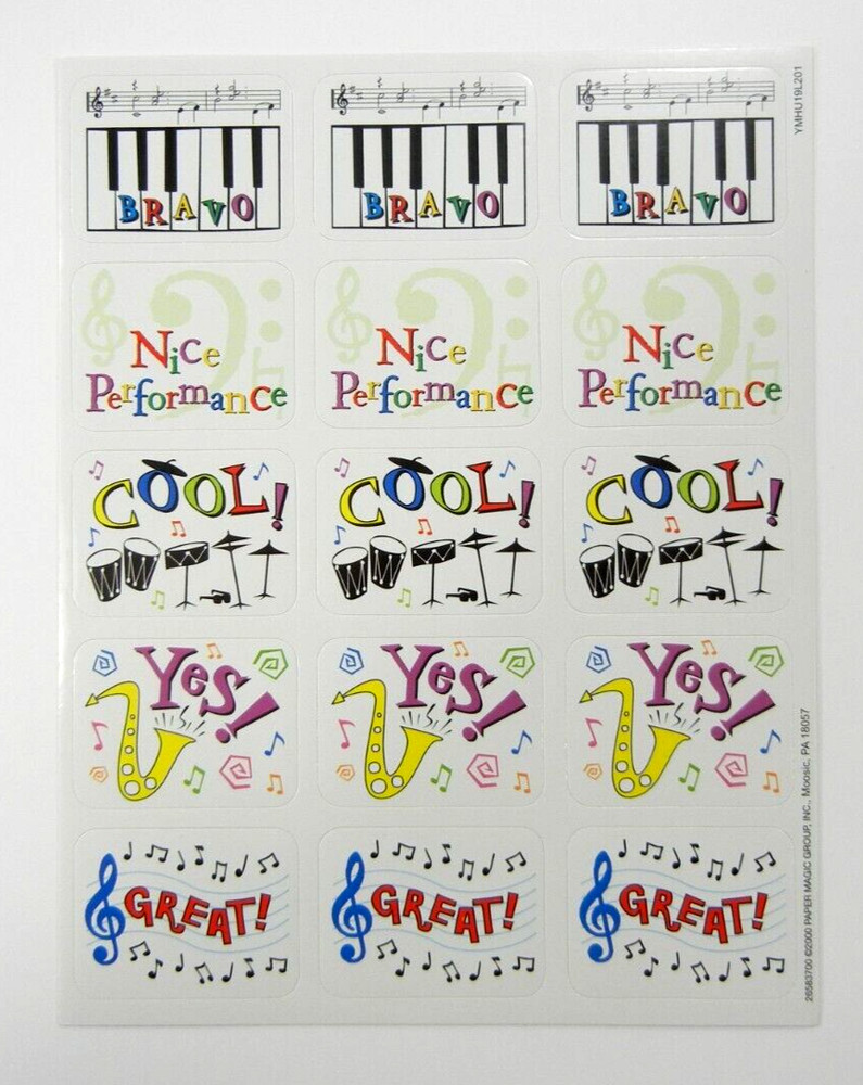 Musical Square Stickers Sheet Eureka