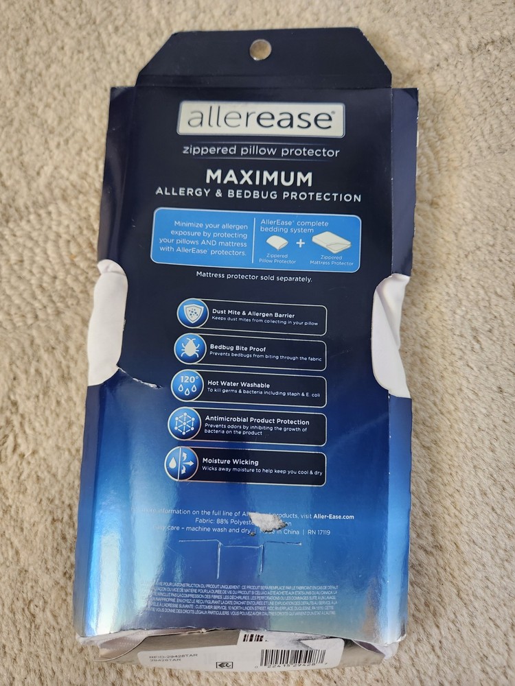 AllerEase Maximum Zippered Moisture Whicking Defense Pillow Protector