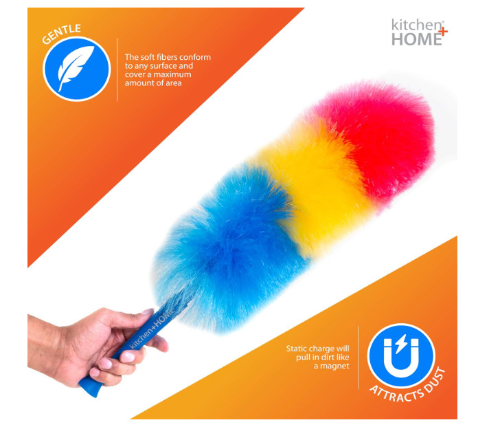 Kitchen + Home 23” inch Rainbow Static Duster - Electrostatic Feather Duster....