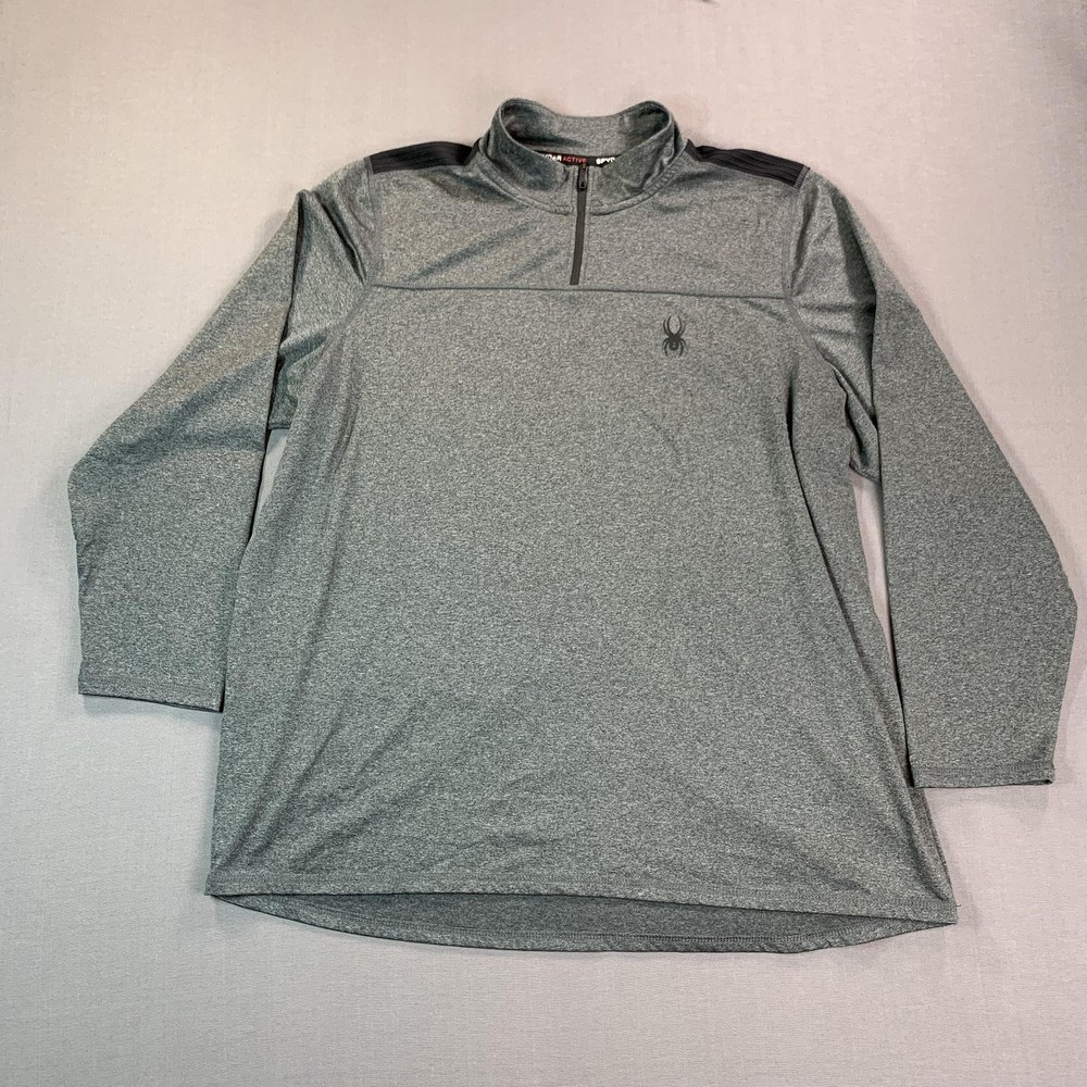 Spyder Active Pullover Mens 2XL Gray 1/4 Zip ProWEB Athletic Base Layer Gym