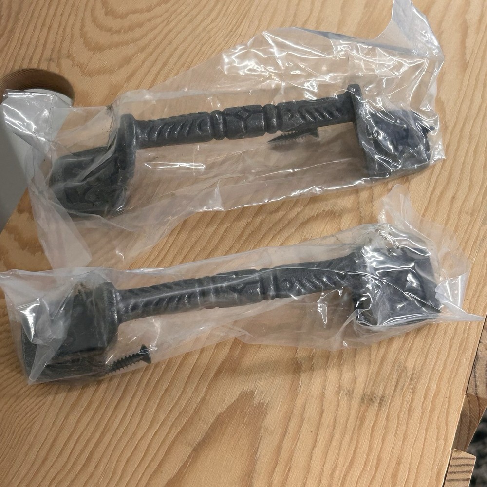 Cast Iron Drawer Cabinet Pulls Rustic Oil Rubbed 2 Pack