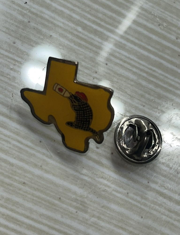 Texas State Shape Cutout Armadillo Drinking Epoxy Enamel Tie Lapel Pin 1"
