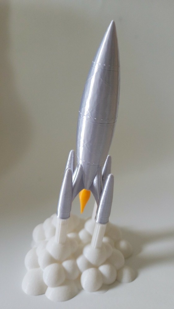 3D Printed Rocket Model, Scifi Space Rocket, Aerospace & Science Decor 7.6"