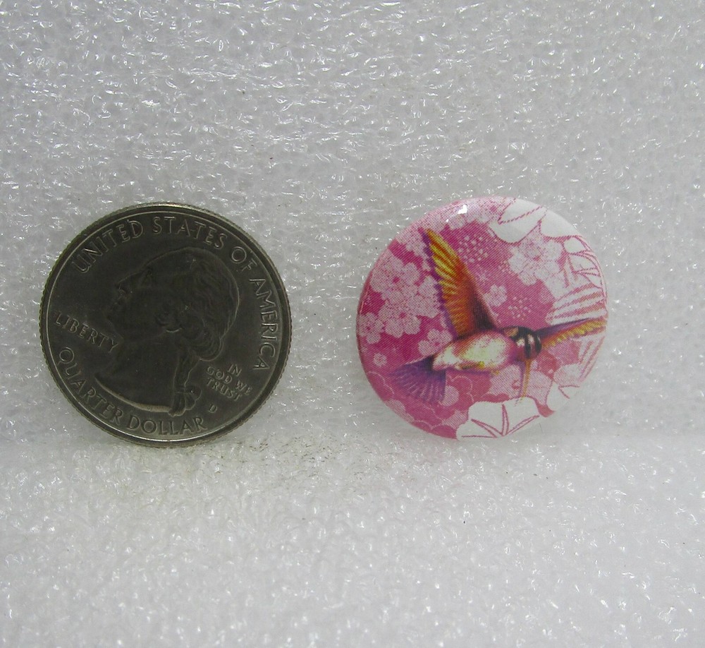 Pink Hummingbird Button Pin