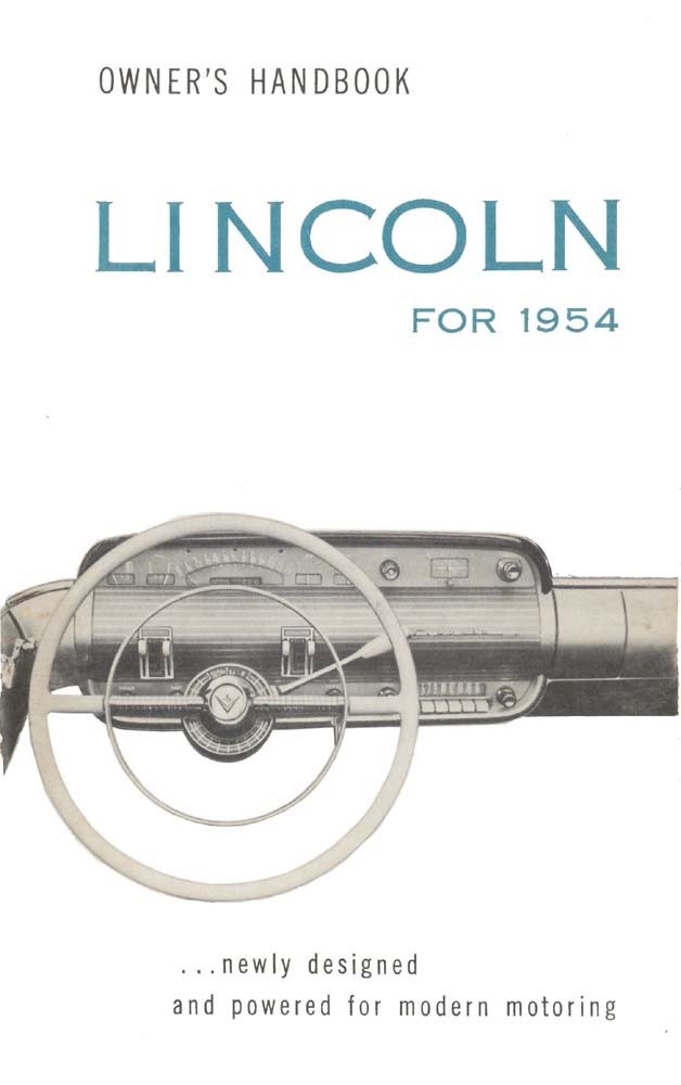 1954 Lincoln Owners Manual User Guide Reference Operator Book Fuses Fluids