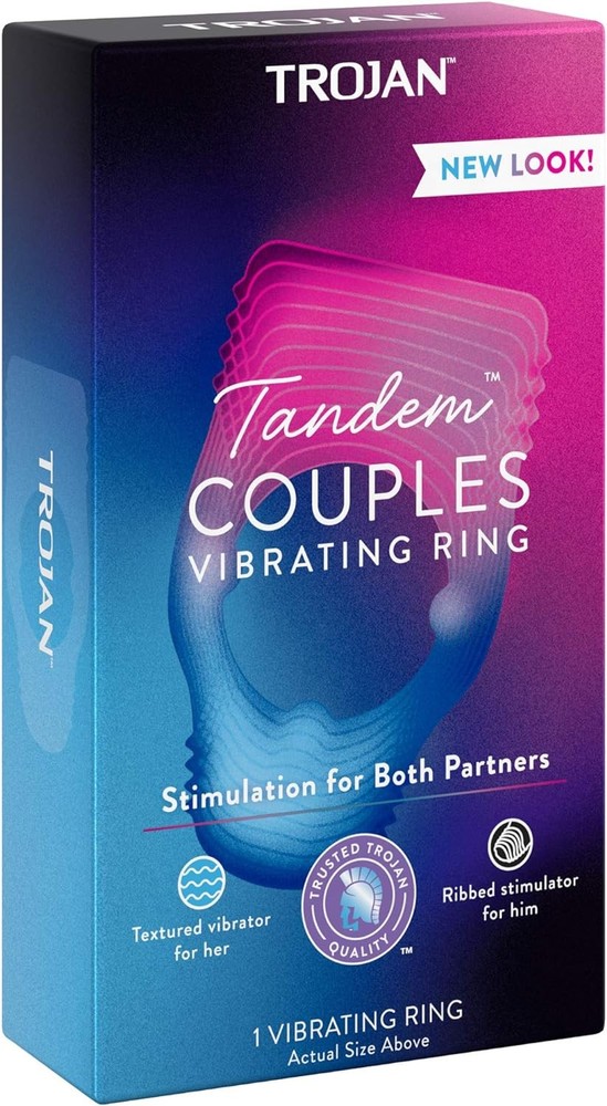 Tandem Couples Vibrating Ring, Personal Massager, 1 Count, Violet