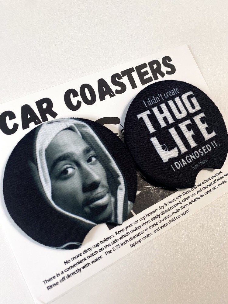 2pac thug life car coasters