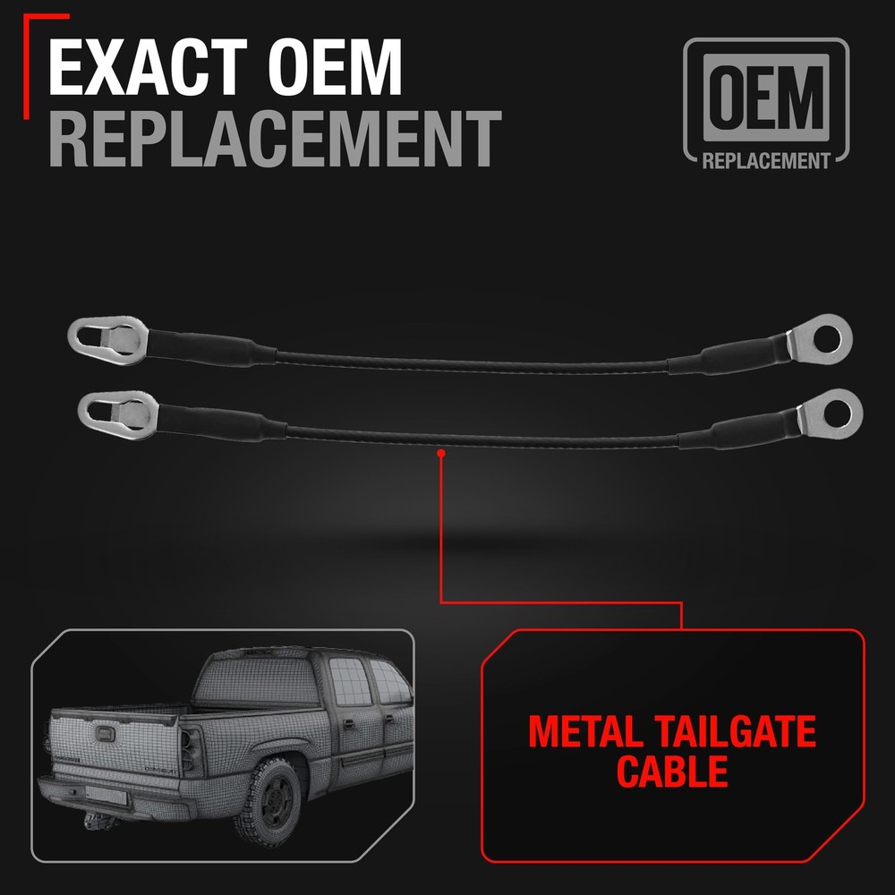 Tailgate Support Cable Set, Rear Left & Right Side - Compatible with 1999-200...