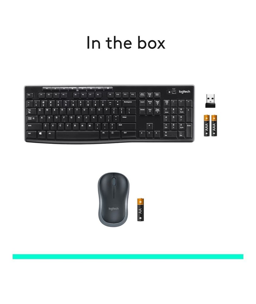 Logitech MK270 Wireless Keyboard & Mouse Combo, USB Receiver, Black