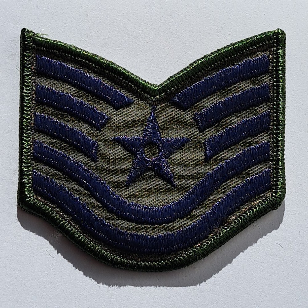 E6 Patches Two Pair USAF E-6 Air Force Tech Sergeant Stripes Rank 3" Subdued