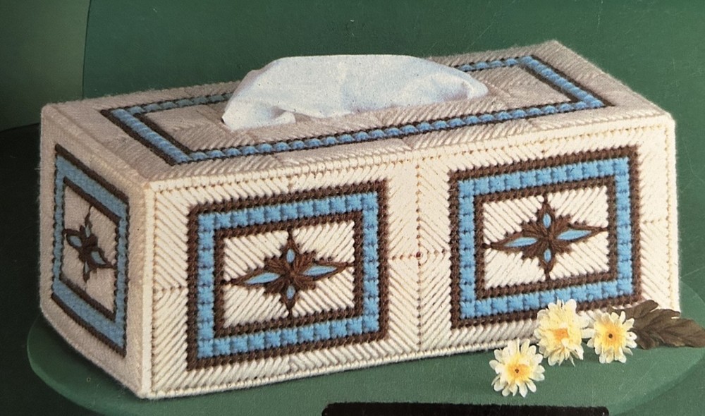 TISSUE BOX COVER, PLASTIC CANVAS PATTERN ONLY