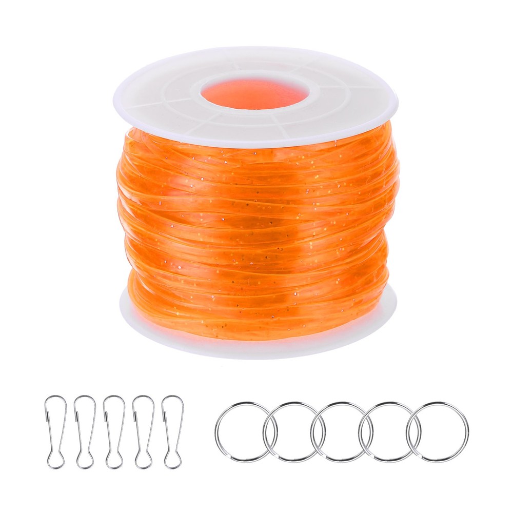 Lanyard String Kit, Glitters Lacing Cord with Accessories, Orange