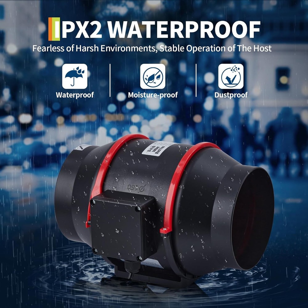 6" Inline Duct Fan Variable Speed Controller HVAC Exhaust Blower Kit Ultra-Quiet